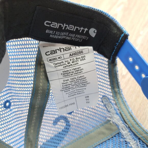 NEW Carhartt Trucker Mesh Hat‎ Snapback Adjustable Cap Sky Blue Buffalo One Size - Picture 8 of 8